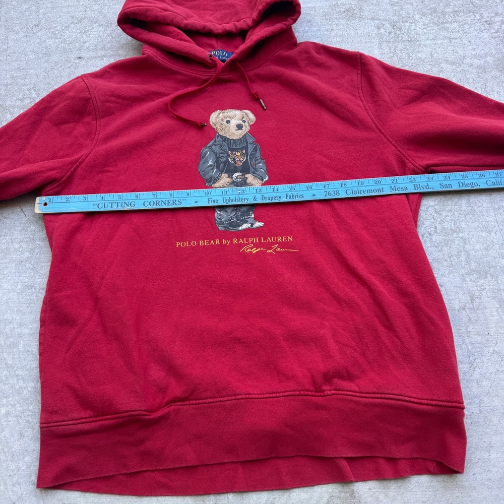 POLO RALPH LAUREN Lunar New Year Tiger Polo Bear Fleece Hoodie Sweater Red Large - Picture 8 of 8